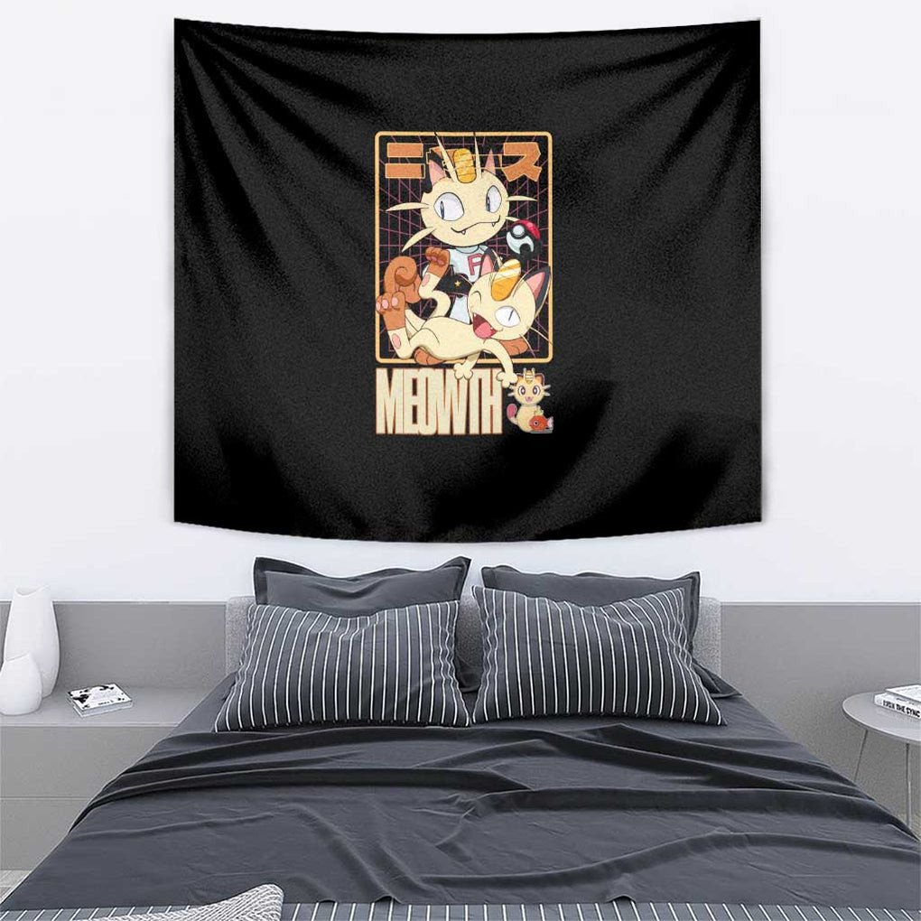 Meowth Poke Tapestry Anime Style