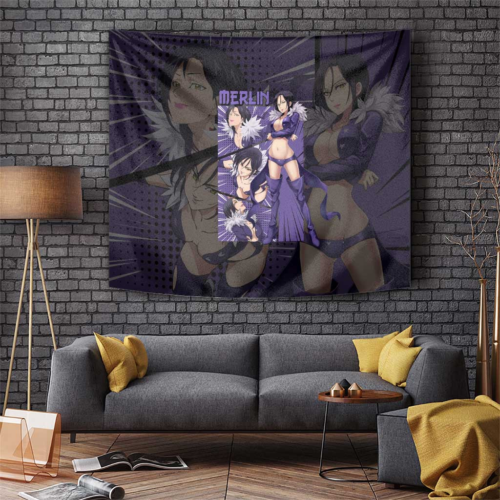 Merlin Nanatsu No Taizai Tapestry Boar Sin Of Gluttony With Magic Aura Anime Style
