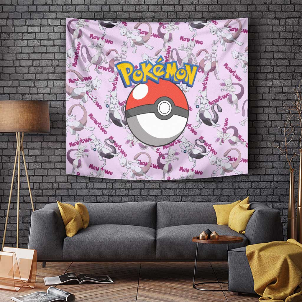 Mewtwo Poke Tapestry With Powerful Presence Japan Anime Style