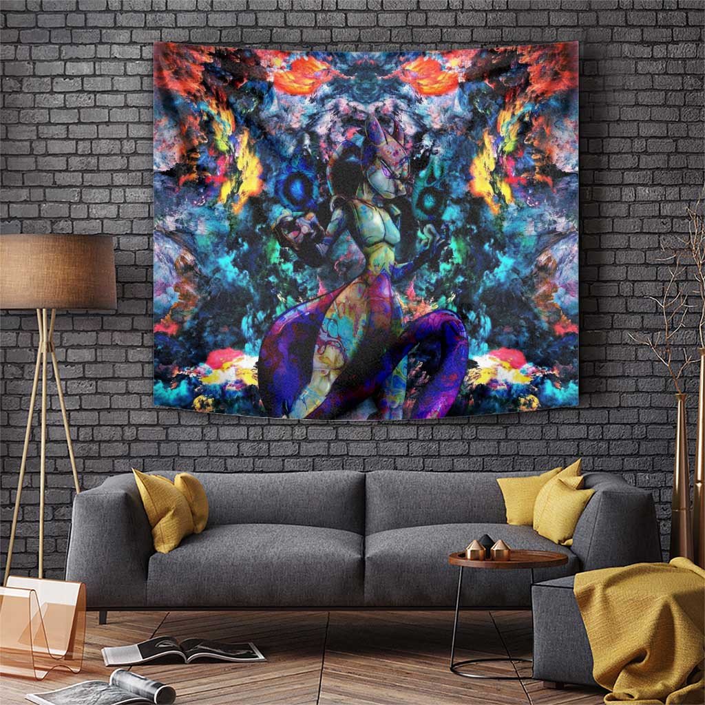 Mewtwo Poke Tapestry With Psychedelic Galactic Aura Storm