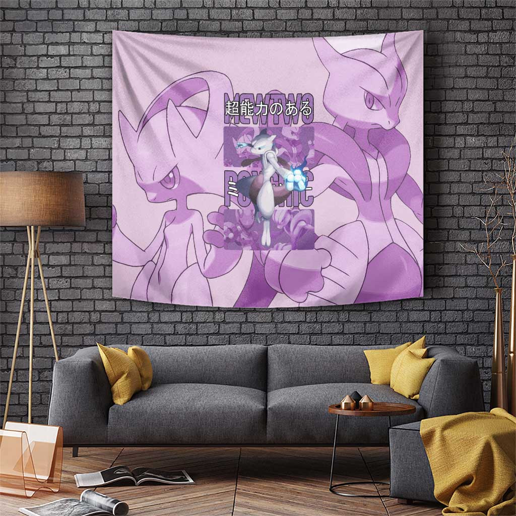 Mewtwo Tapestry Psychic Type Telekinetic Power Design In Purple Theme