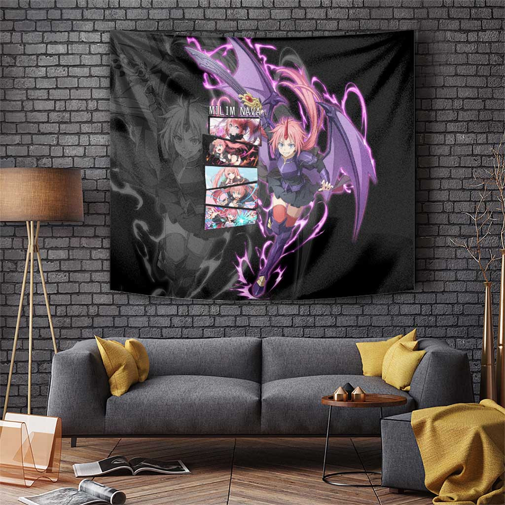 Milim Nava Tensei Shitara Slime Datta Ken Dragon Princess Tapestry With Pink Hair