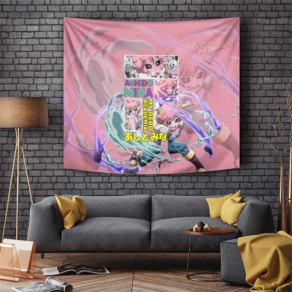 Mina Ashido My Hero Academia Tapestry Acid Quirk Pink Splash Style