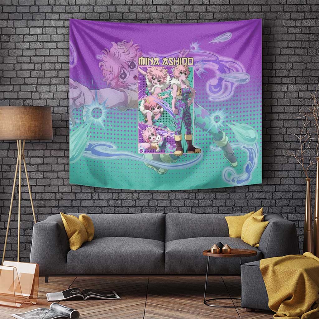 Mina Ashido My Hero Academia Tapestry With Vibrant Pop Art Style