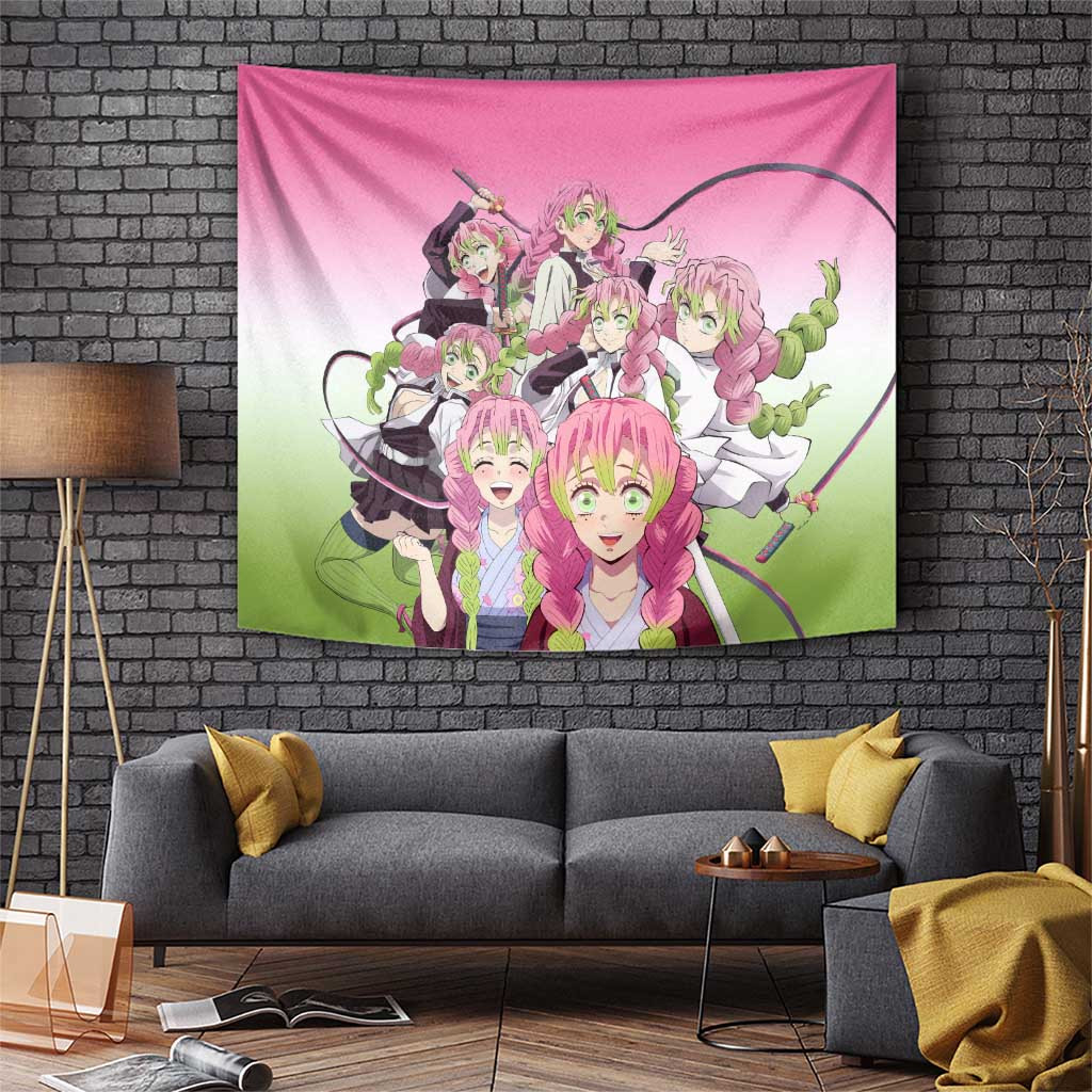 Mitsuri Kanroji Demon Slayer Tapestry Love Hashira With Ribbon Sword Japan Anime Style
