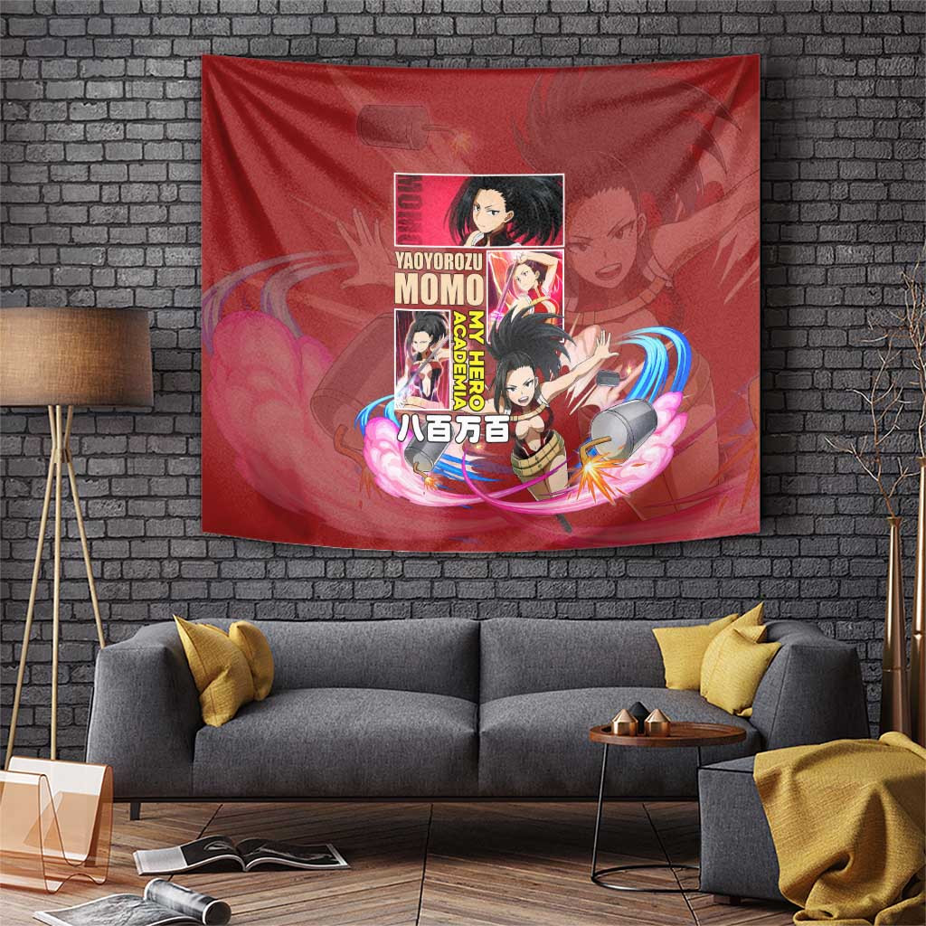 Momo Yaoyorozu My Hero Academia Tapestry Vibrant Crimson Creation Style