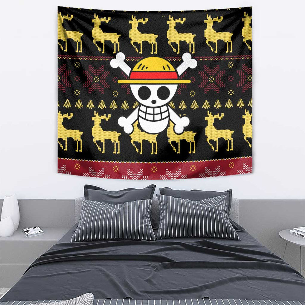 Monbkey D Luffy Straw Hat One Piece Tapestry Anime Mix Christmas Style