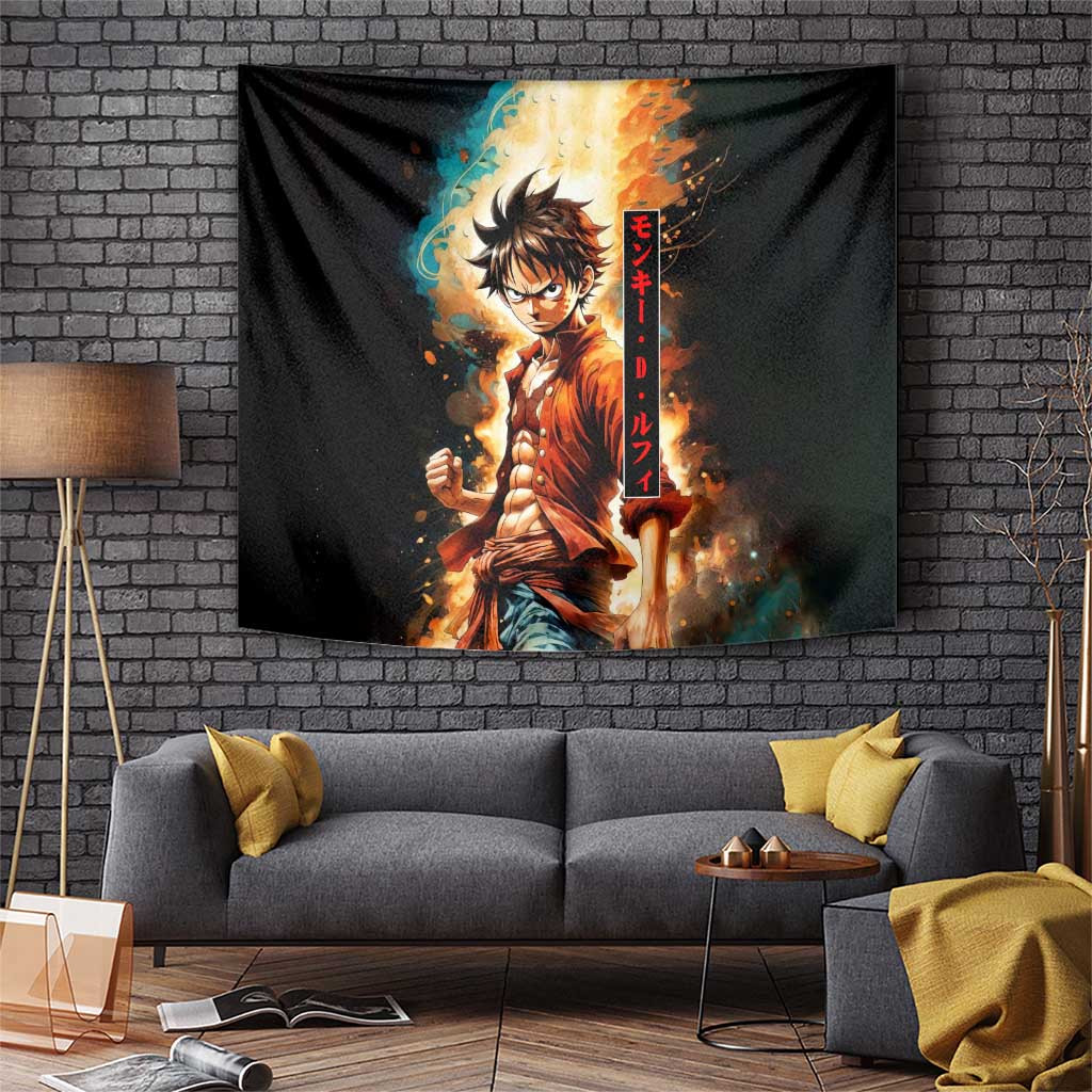 Monkey D Luffy Fire Aura Tapestry One Piece Anime Pirate King Design