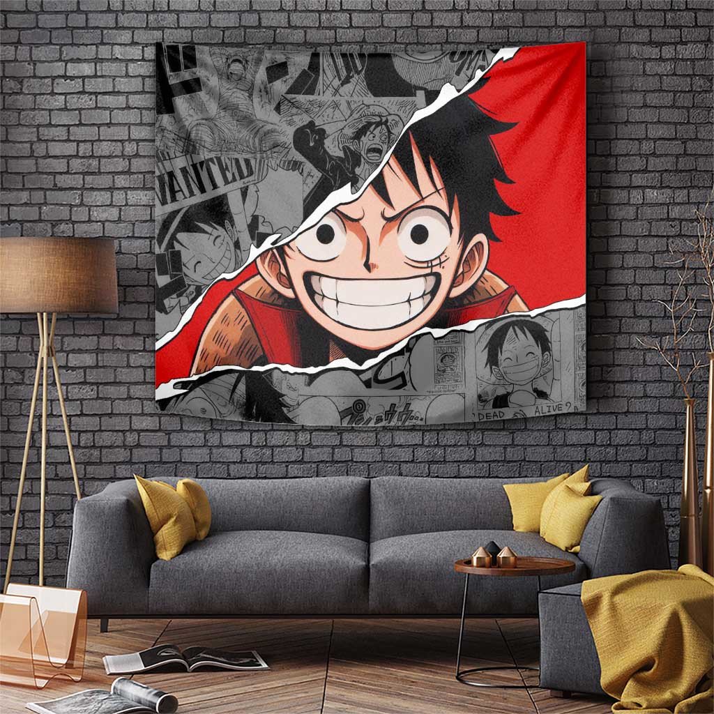 Monkey D Luffy One Piece Tapestry With Wanted Poster Manga Panels One Piece Anime