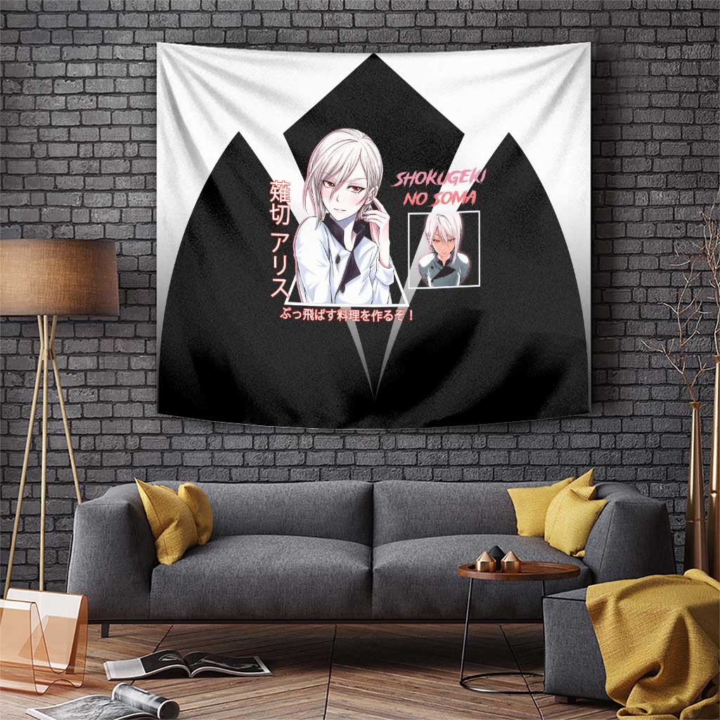 Nakiri Alice Shokugeki No Soma Tapestry Anime Culinary Battle Black And White
