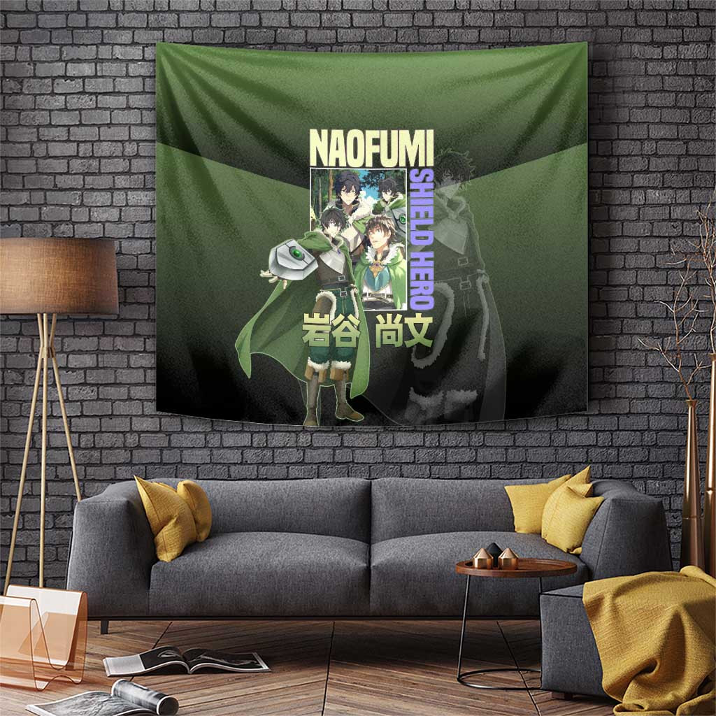 Naofumi Shield Hero Tapestry With Green Gradient And Anime Character Design