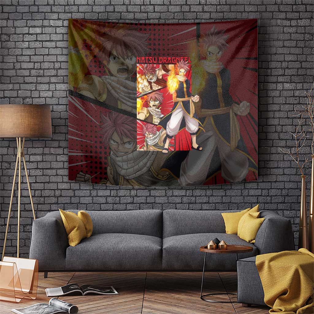 Natsu Dragneel Fairy Tail Tapestry Fire Dragon Slayer In Battle Pose Anime Style