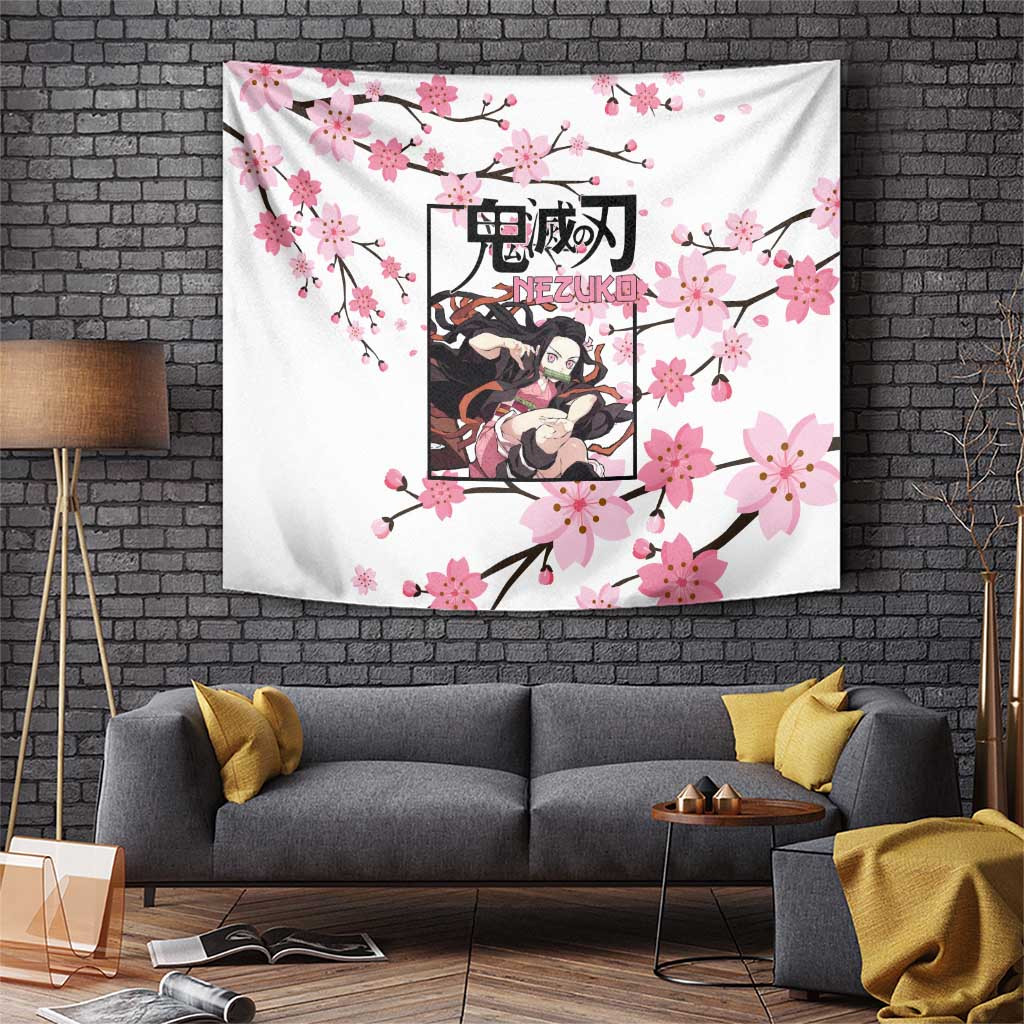 Nezuko Kamado Demon Slayer Tapestry Elegant Cherry Blossom Streetwear Style
