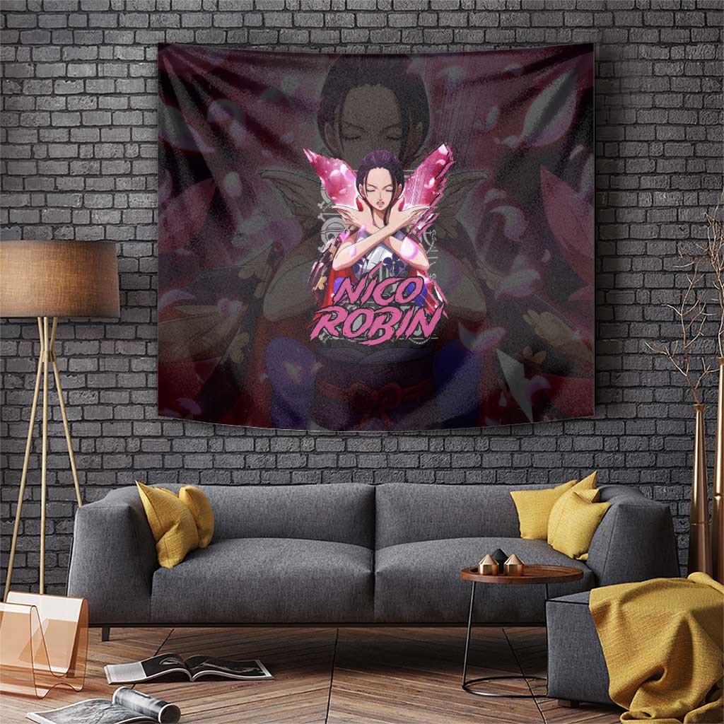 Nico Robin One Piece Archaeologist Tapestry With Devil Flower Powers Anime Style