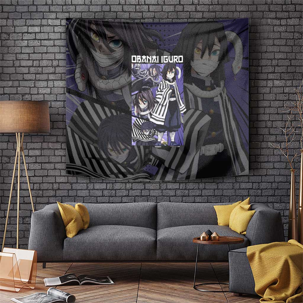 Obanai Iguro Demon Slayer Serpent Hashira Tapestry With Intense Gaze Japan Anime Style