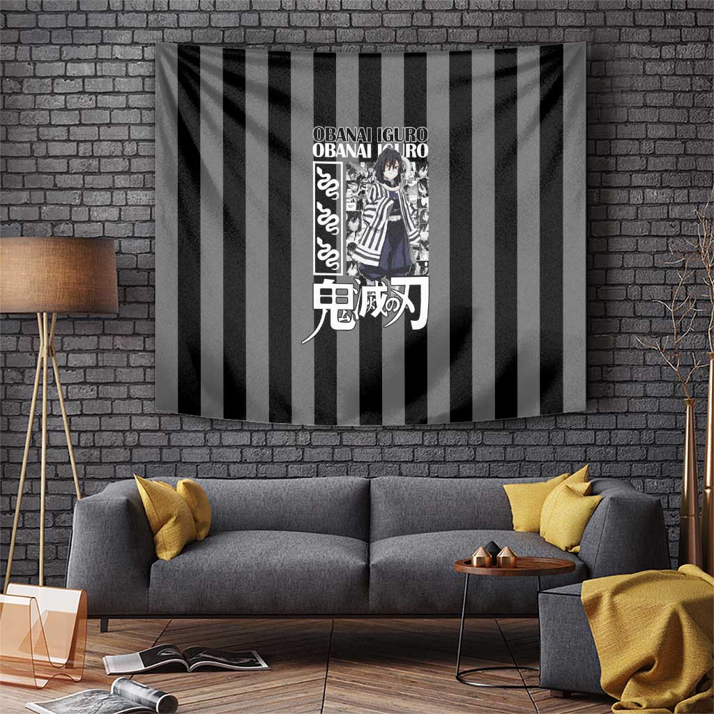 Obanai Iguro Serpent Hashirademon Slayer Tapestry Black And White Striped Style