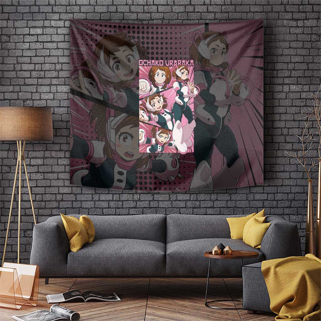 Ochako Uraraka My Hero Academia Tapestry Gravity Heroine In Air Pose Anime Style