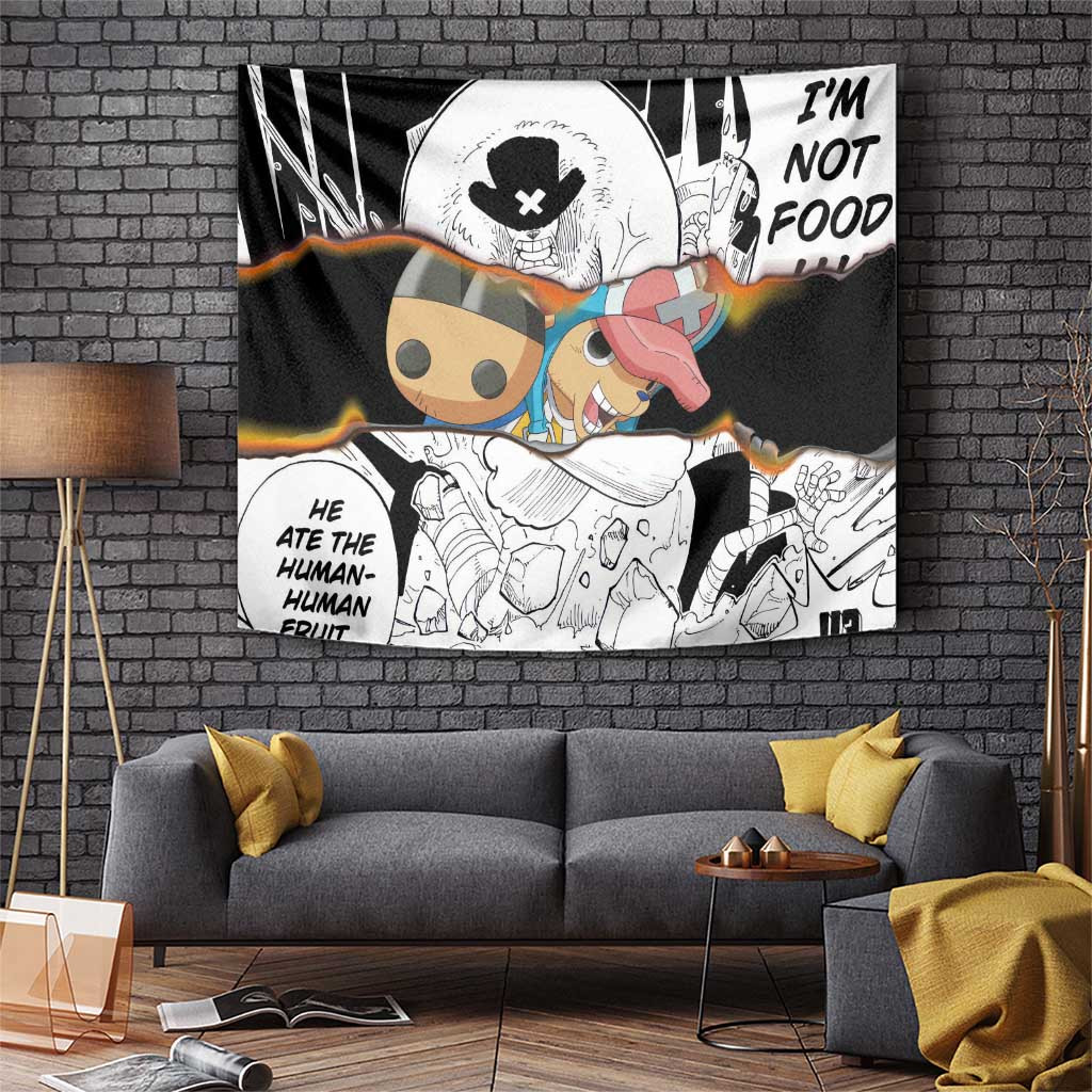 One Piece Tony Tony Chopper Manga Panel Tapestry Black And White Comic Design