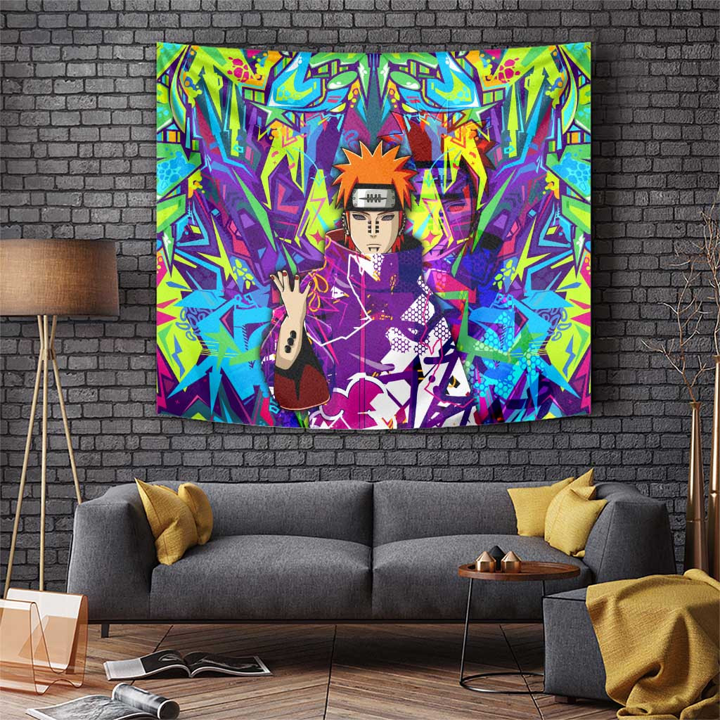 Pain Naruto Tapestry With Colorful Abstract Graffiti Style Design