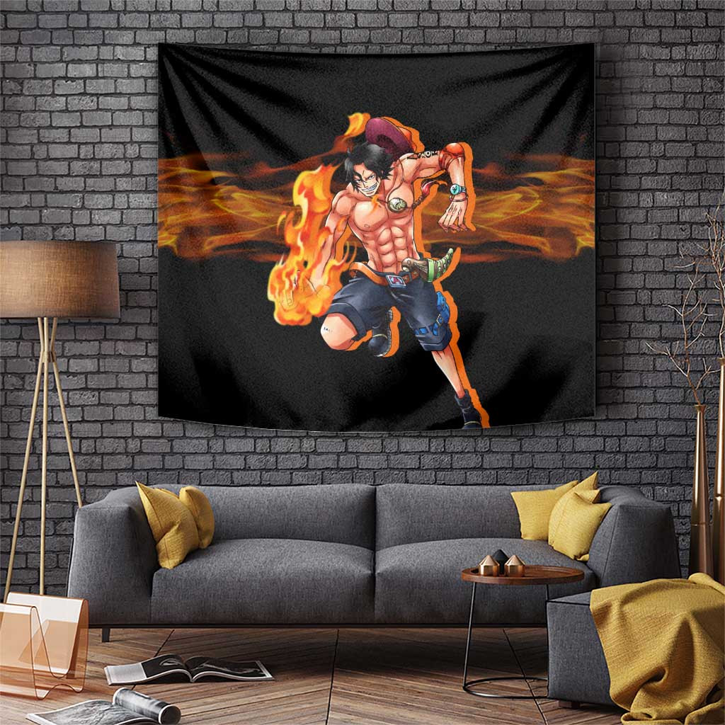 Portgas D Ace One Piece Fire Fist Pirate Tapestry With Burning Will Anime Japan Style