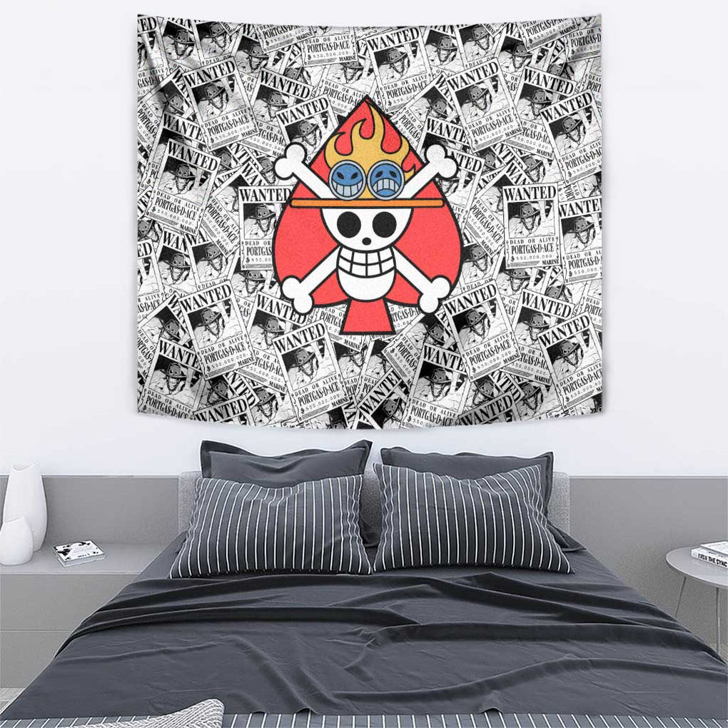 Portgas D Ace Wanted One Piece Tapestry Anime Style