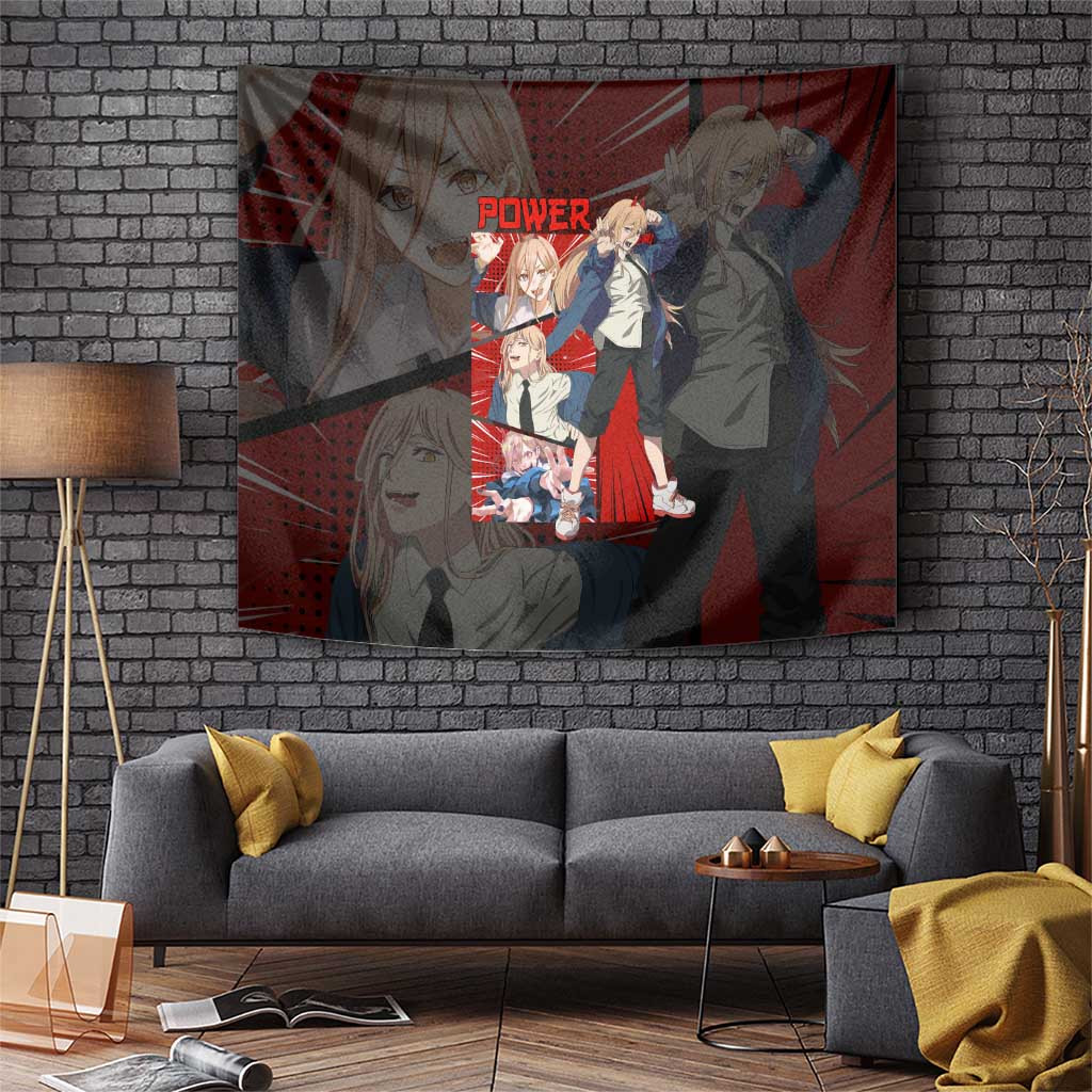Power Chainsaw Man Devil Girl Tapestry With Chaotic Energy Anime Style