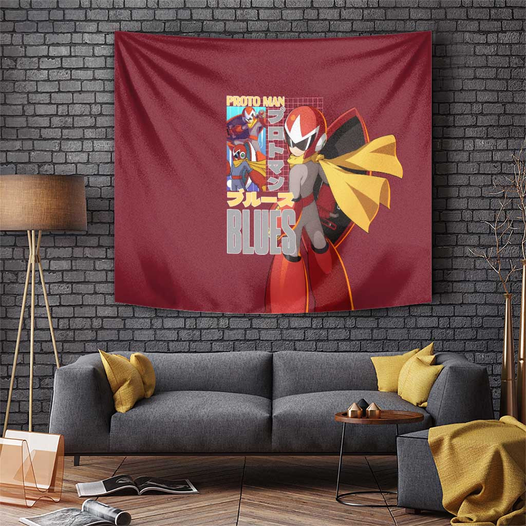 Proto Man Mega Man Red Warrior Tapestry With Blaster Arm In Japan Anime Style