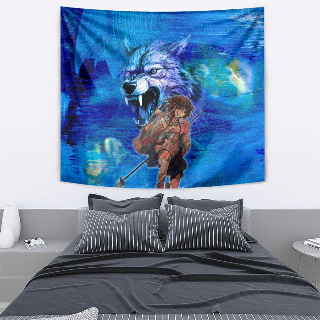 Raging Princess Mononoke Studio Ghibli Tapestry Trippy Style