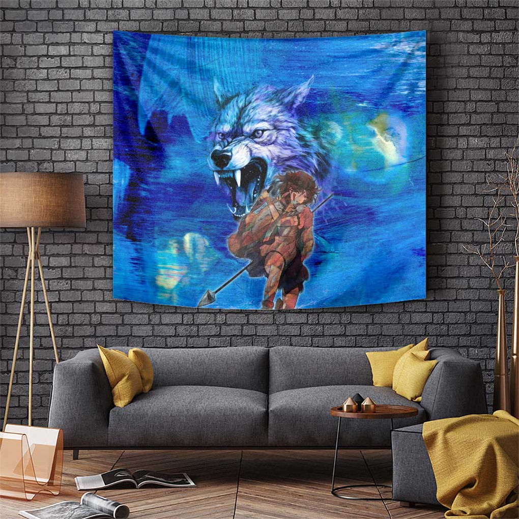 Raging Princess Mononoke Studio Ghibli Tapestry Trippy Style