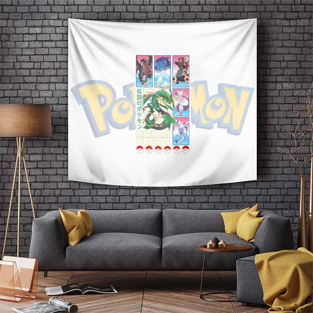 Rayquaza Legendary Poke Tapestry With Classic White Pokball Panel Design
