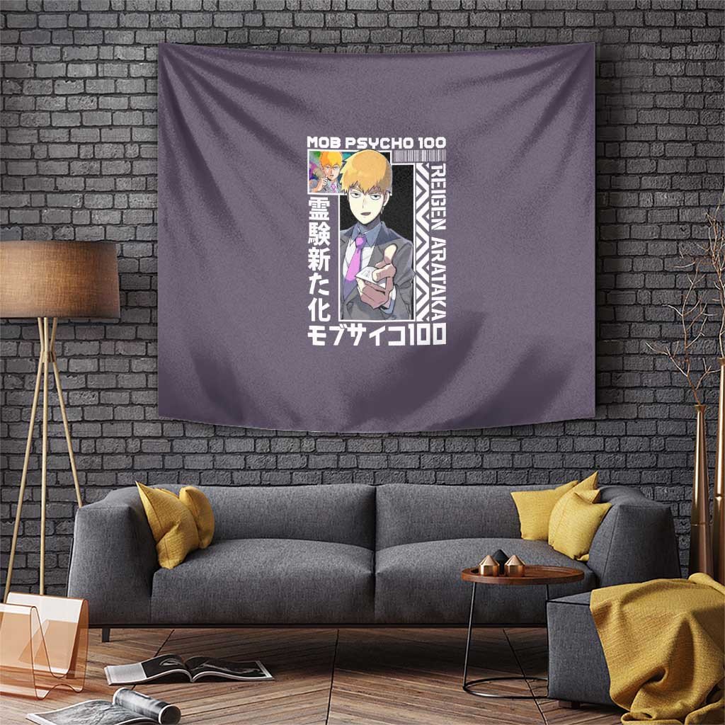Reigen Arataka Mob Psycho 100 Anime Tapestry In Charcoal Purple