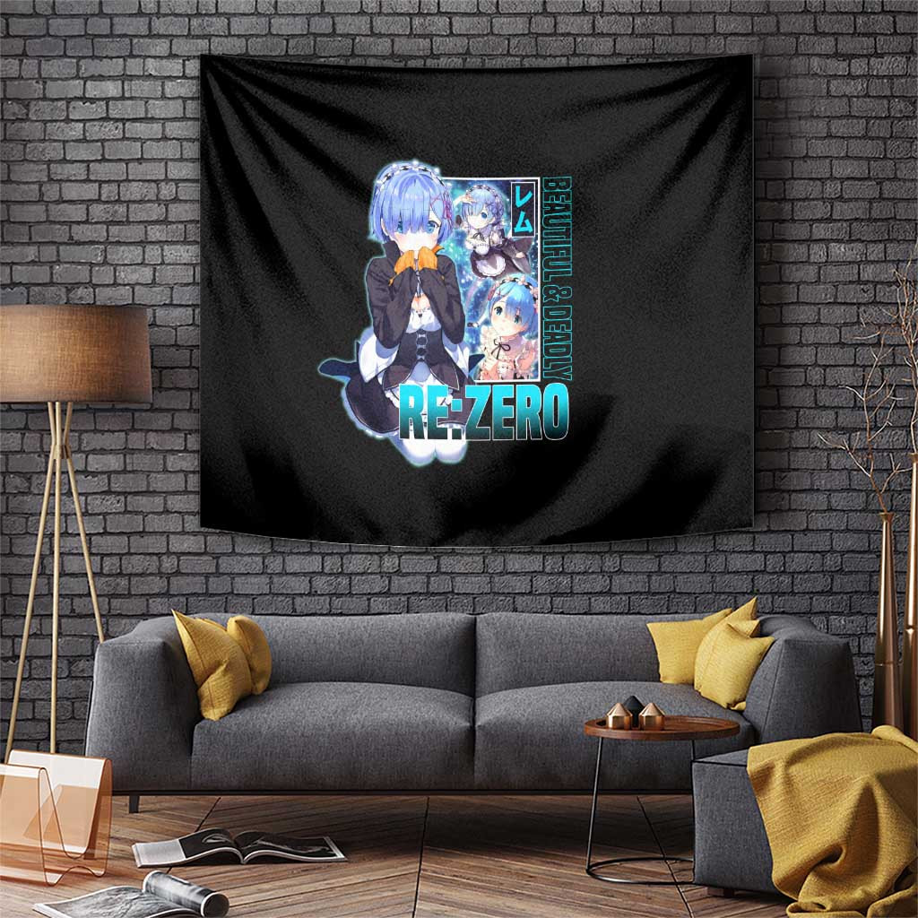 Rem Re Zero Tapestry Rezero Beautiful And Deadly Maid Character Design