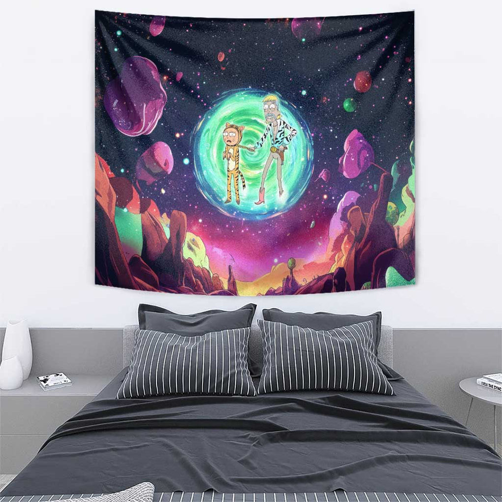 Rick And Morty Tiger King Tapestry Trippy Style