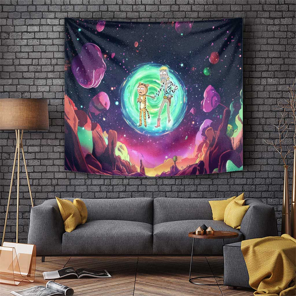 Rick And Morty Tiger King Tapestry Trippy Style