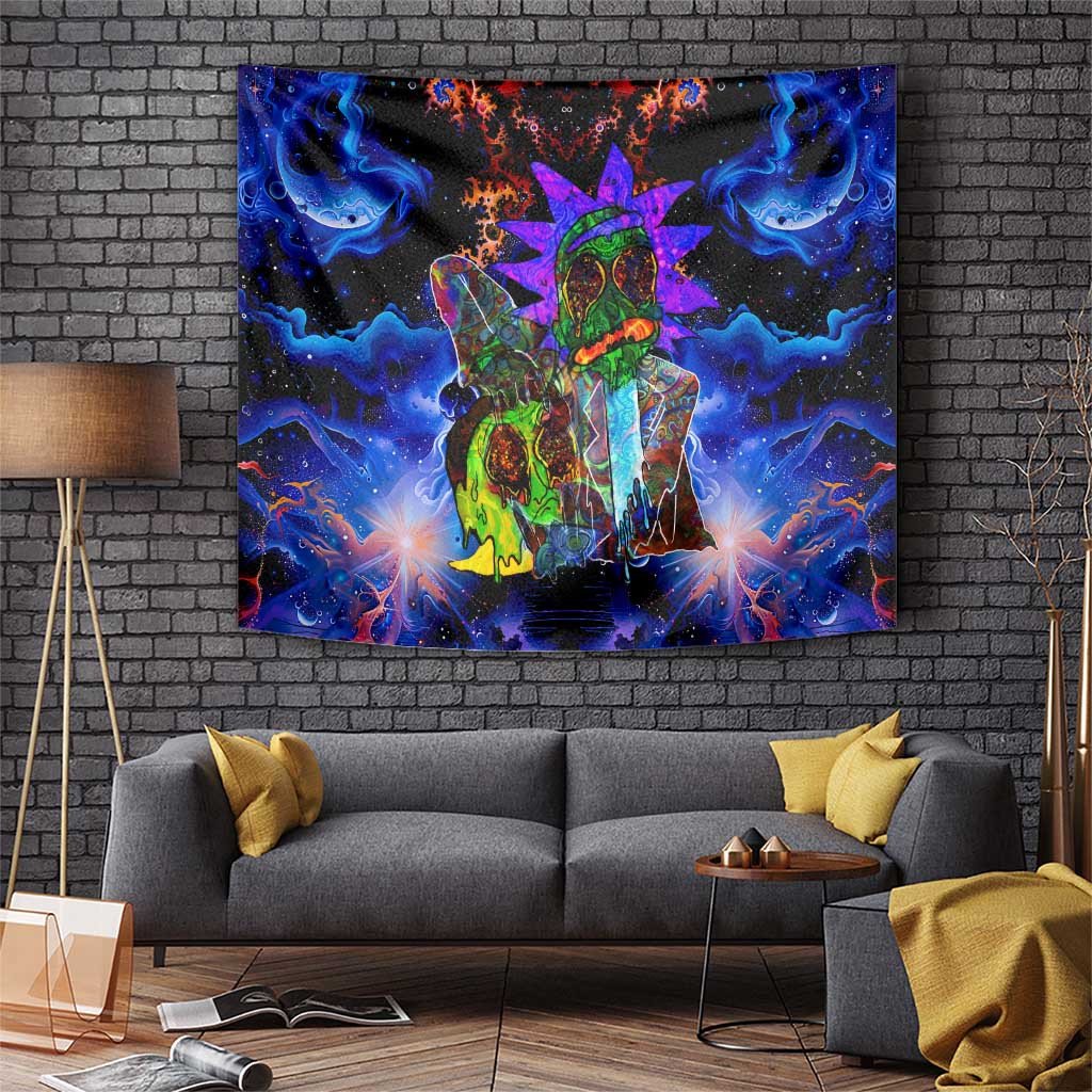 Rick Sanchez Rick And Morty Tapestry With Psychedelic Galaxy Portal Energy