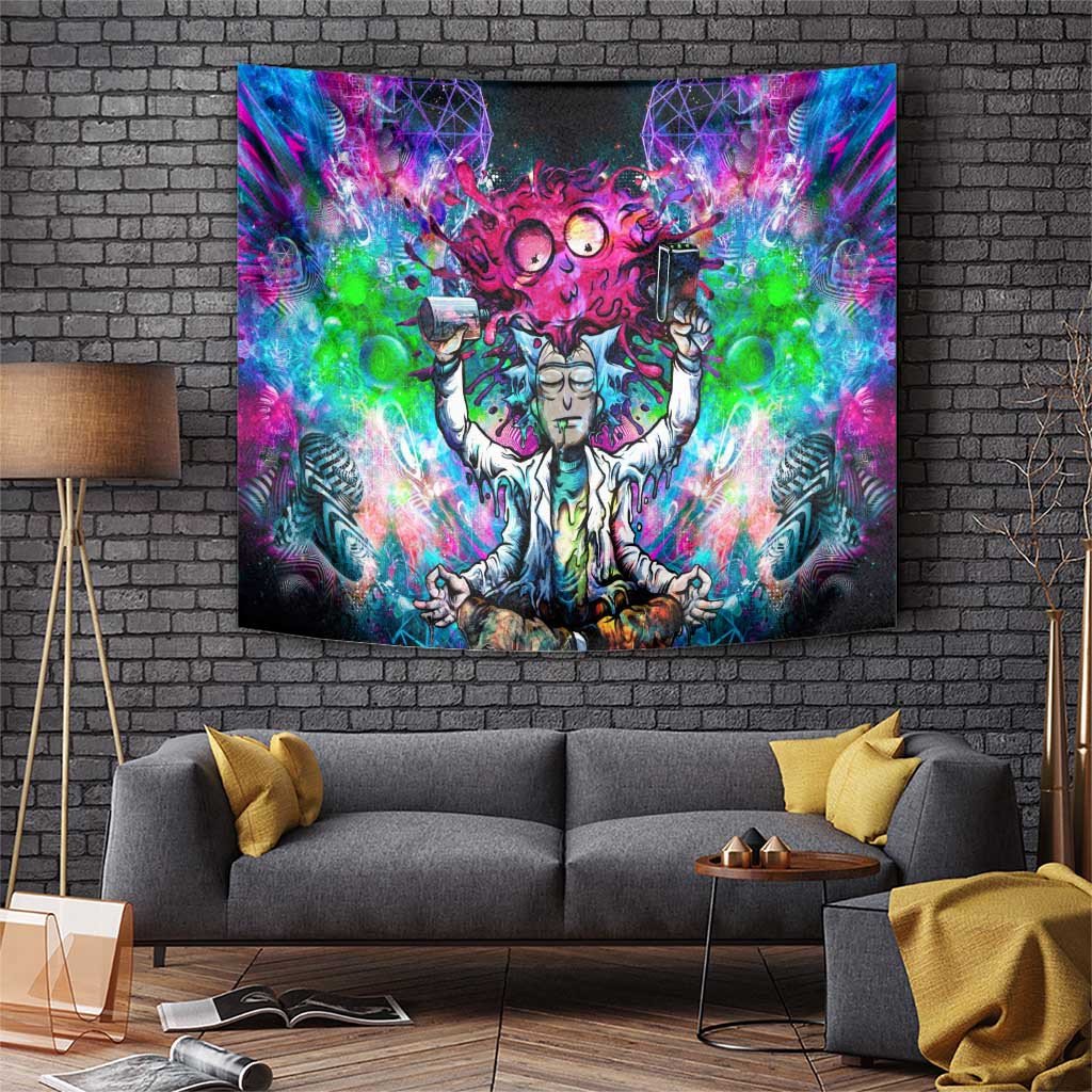 Rick Sanchez Rick And Morty Tapestry With Psychedelic Meditative Cosmic Fusion