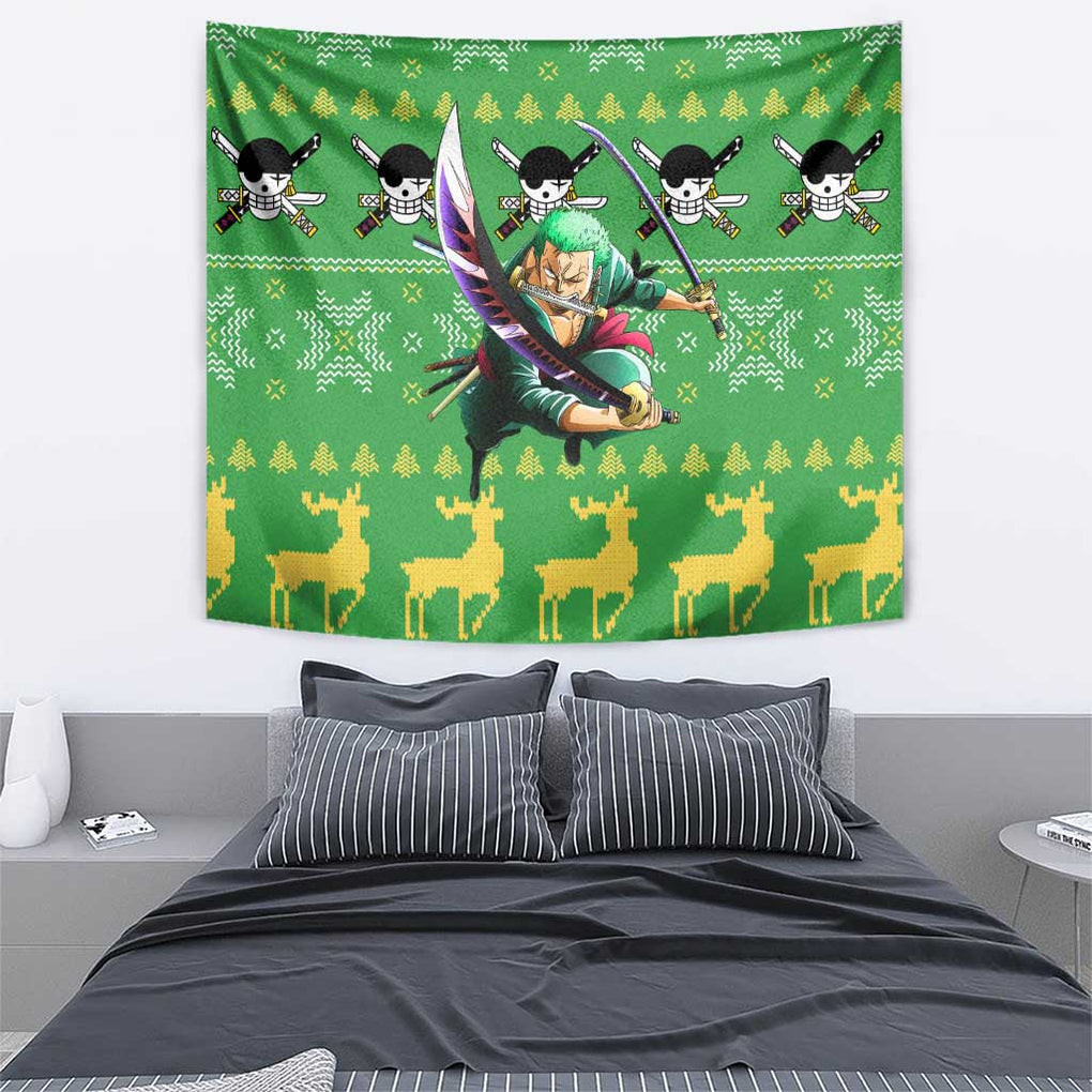 Roronoa Zoro One Piece Tapestry Anime Mix Christmas Style