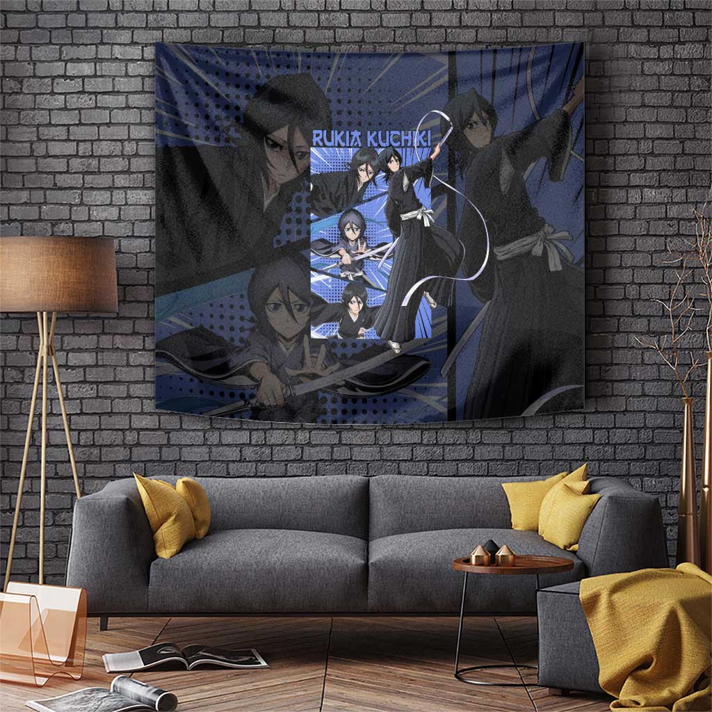 Rukia Kuchiki Bleach Ice Zanpakuto Soul Reaper Tapestry In Elegant Pose Anime Style