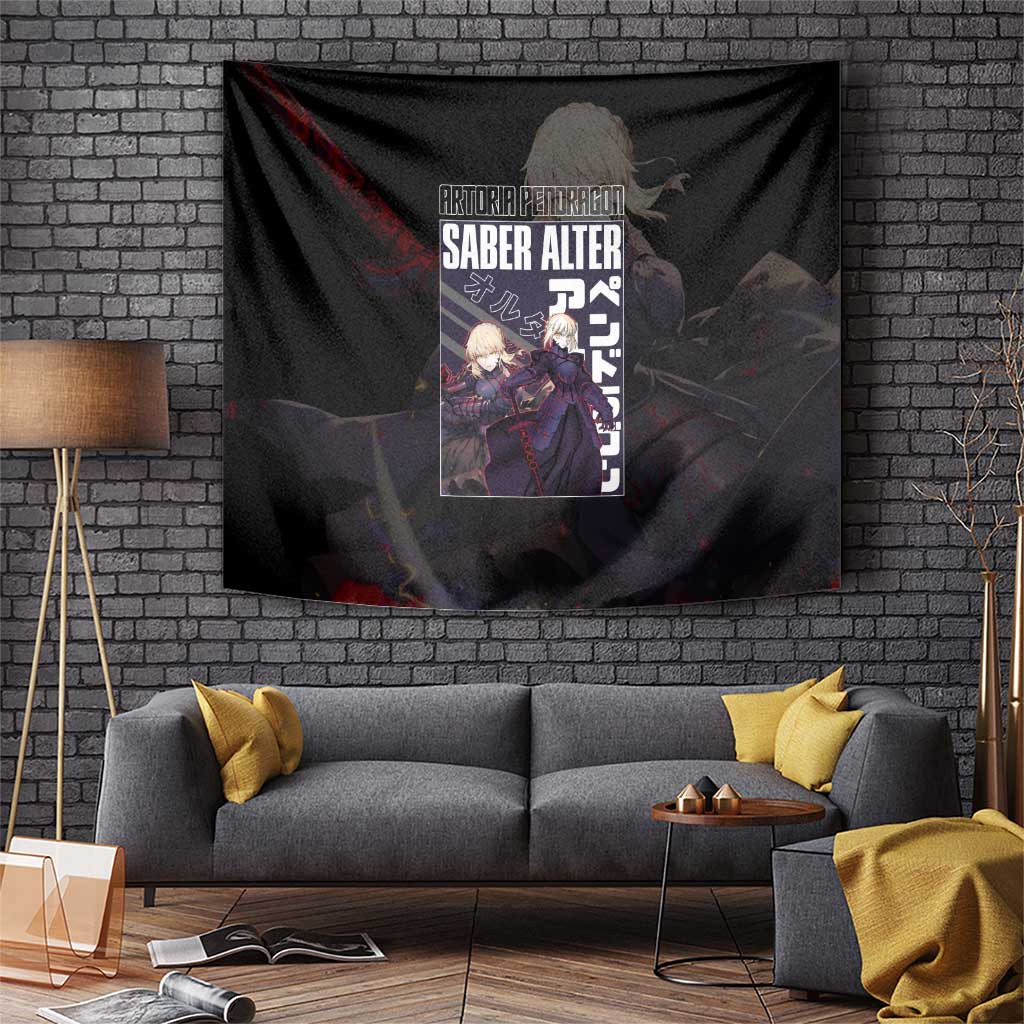 Saber Alter Fate Stay Night Tapestry With Crimson Darkness Clash