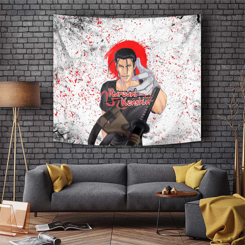 Saito Hajime Rurouni Kenshin Stoic Swordsman Tapestry With Blue Uniform Anime Style