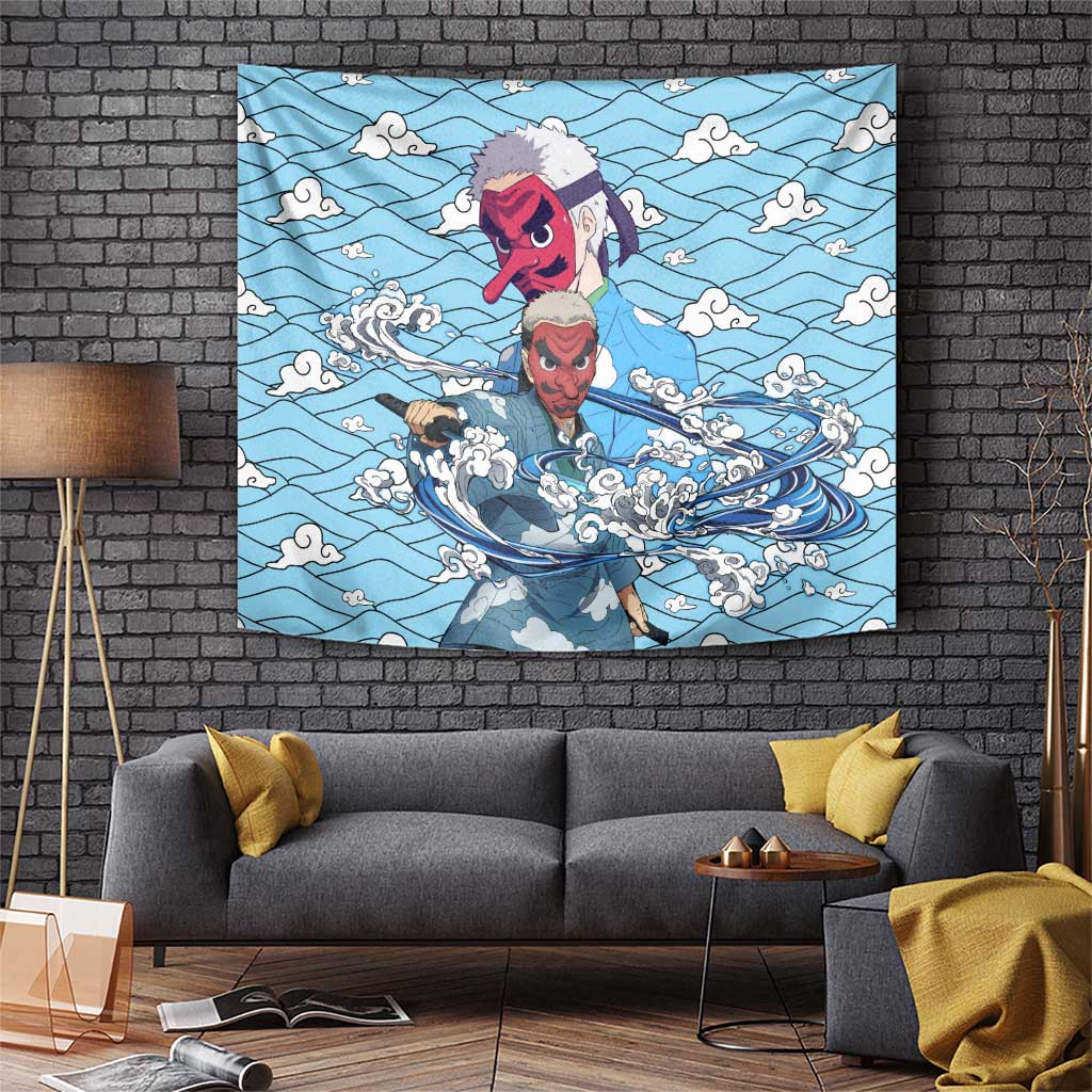 Sakonji Urokodaki Demon Slayer Masked Trainer Tapestry With Calm Presence Anime Style