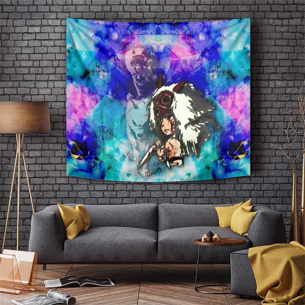 San Princess Mononoke Tapestry With Mystical Forest Warrior Theme