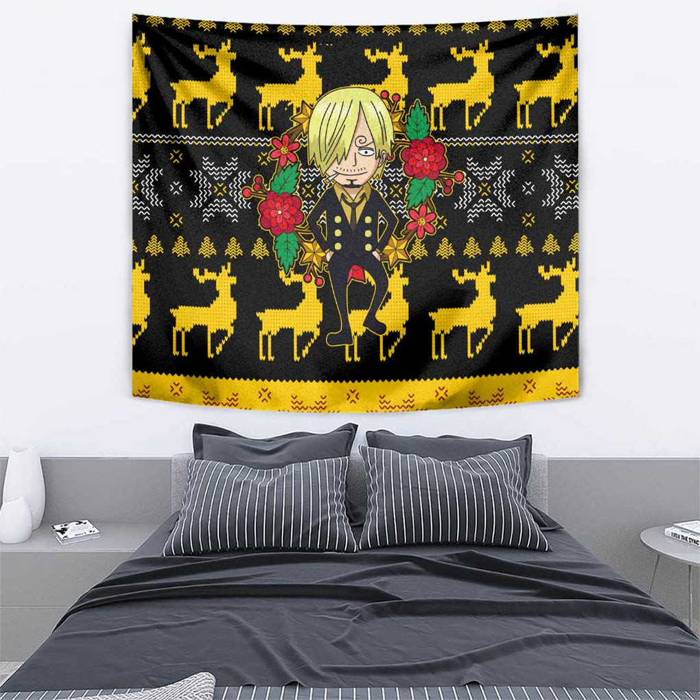 Sanji One Piece Tapestry Anime Mix Christmas Style