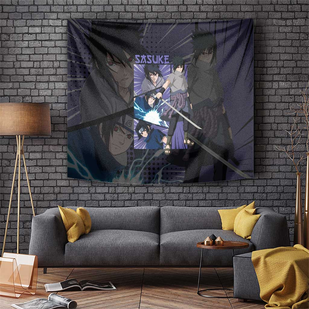 Sasuke Naruto Uchiha Avenger Tapestry With Sharingan Eyes Anime Style