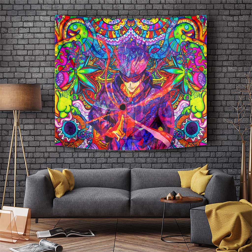 Satoru Gojo Jujutsu Kaisen Tapestry With Psychedelic Multicolor Cursed Energy Burst
