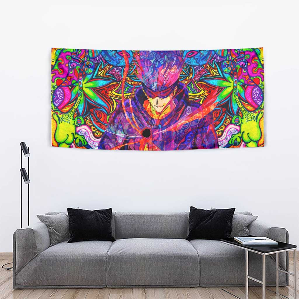 Satoru Gojo Jujutsu Kaisen Tapestry With Psychedelic Multicolor Cursed Energy Burst