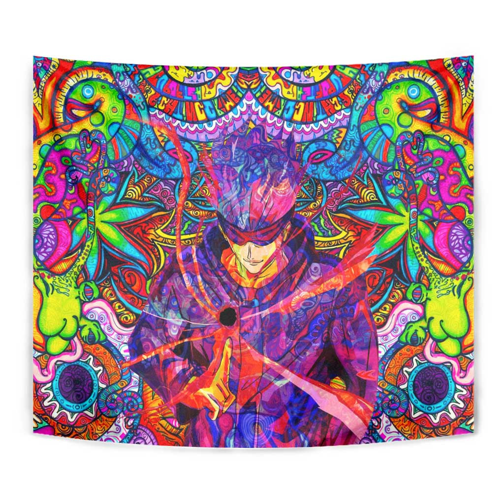 Satoru Gojo Jujutsu Kaisen Tapestry With Psychedelic Multicolor Cursed Energy Burst