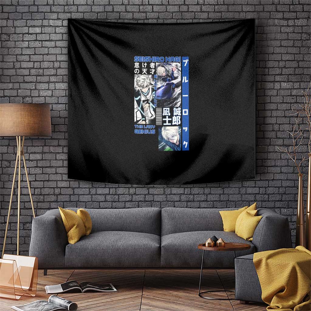 Seishiro Nagi Blue Lock Tapestry Lazy Genius Anime In Black And Blue