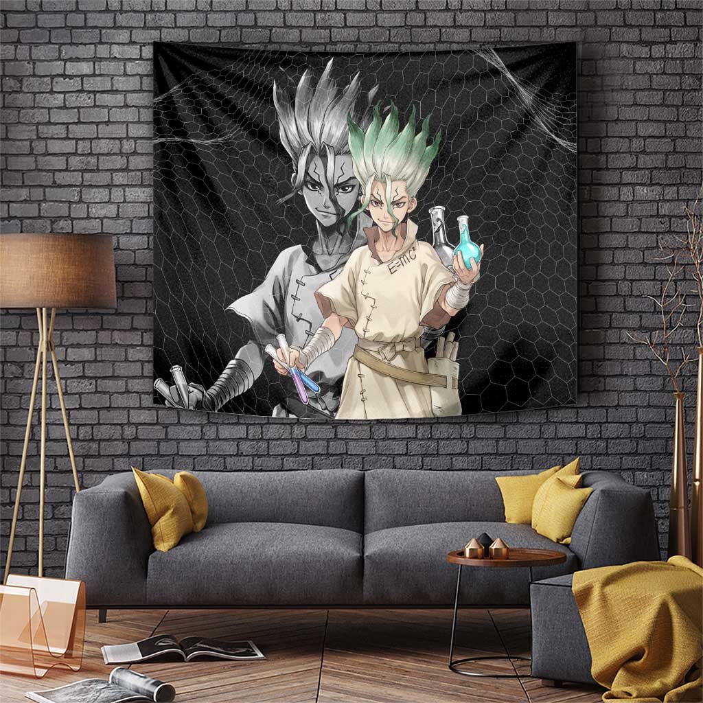Senku Ishigami Dr Stone Genius Prodigy Tapestry With Spiky Green Hair Anime Style