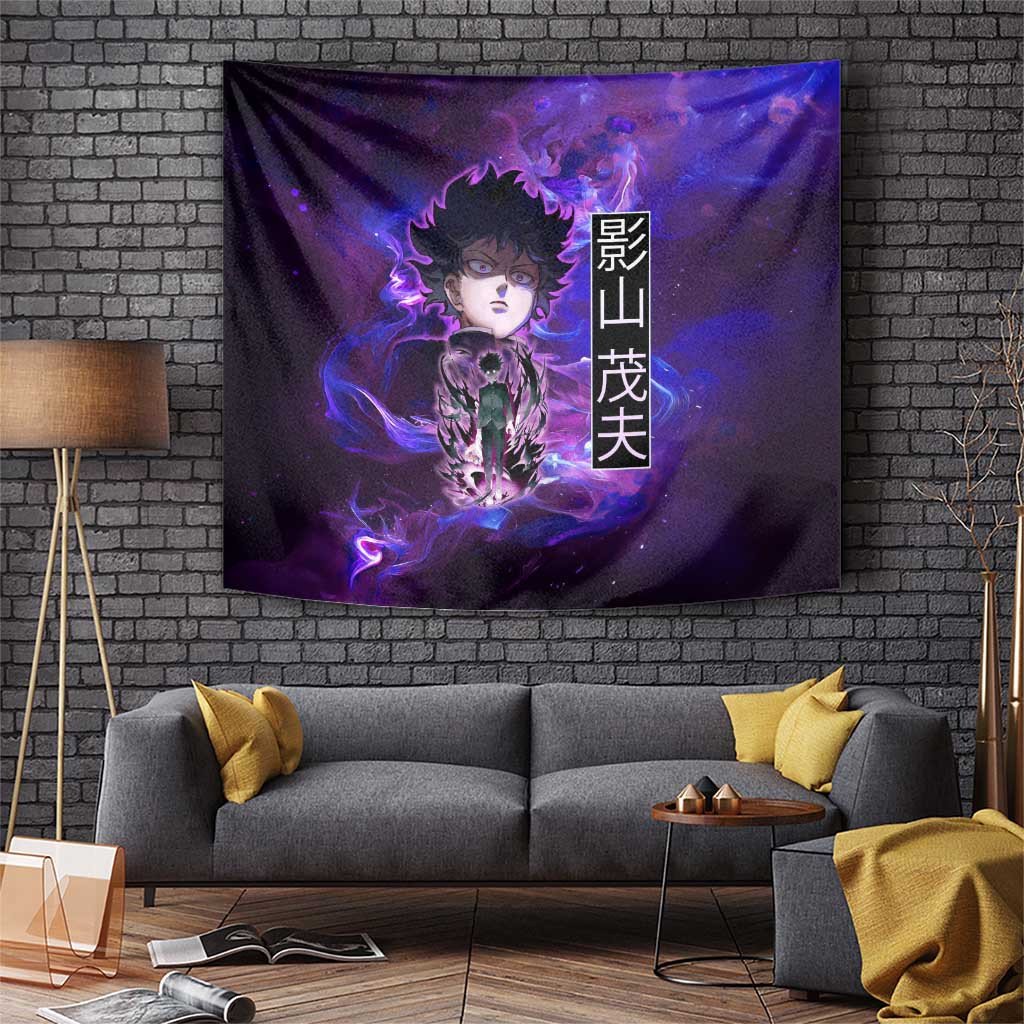 Shigeo Kageyama Mob Psycho 100 Tapestry Anime Purple Flame Retro Panel
